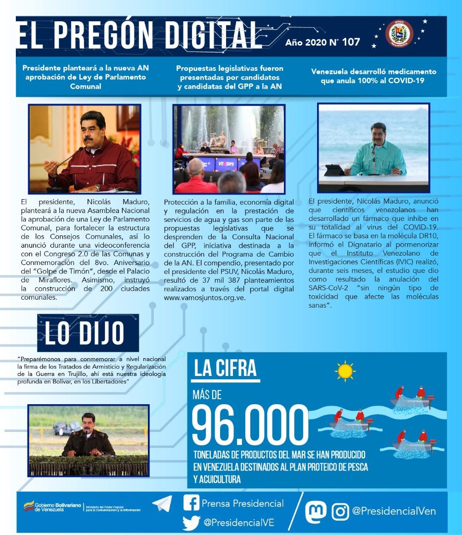 #Actualidad 🗞️ | Impulso de nuevas leyes surgidas de una Asamblea Nacional al servicio del pueblo y fortalecimiento de la producción nacional son parte de las acciones emprendidas por el Pdte. @NicolasMaduro en los últimos días. Lea más aquí 🔽 https://t.co/4UgmaDlrm7