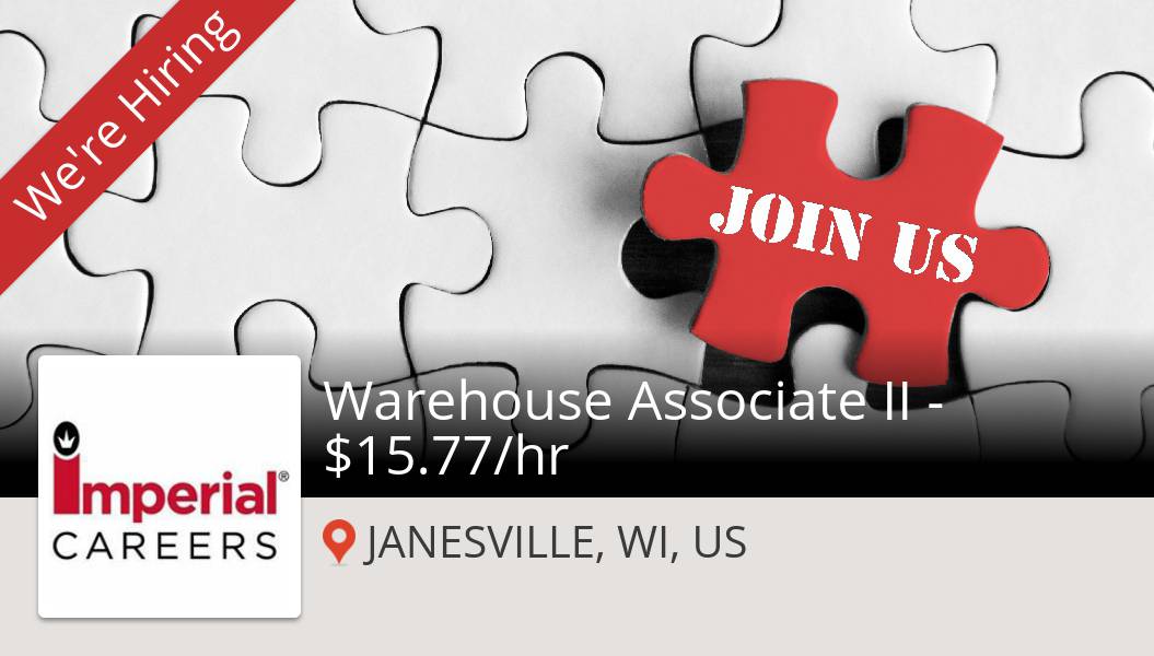 #ImperialSuppliesCareers is looking for a #Warehouse Associate II - $15.77/#hr, apply now! (#JANESVILLEWIUS) #job https://t.co/D39uojlSwy https://t.co/wTnxhDqOze
