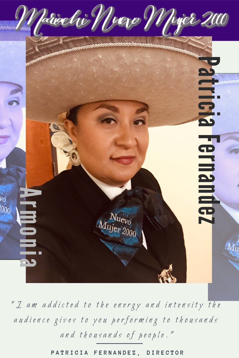 MujerNuevo's tweet photo. Our very first Member Spotlight Monday features our group founder and director, Patricia Fernandez. Follow us on https://t.co/MeJHwUIVZc for her bio! #mariachi #mariachinuevomujer2000 #MNM2K https://t.co/SSGwq3iHSq