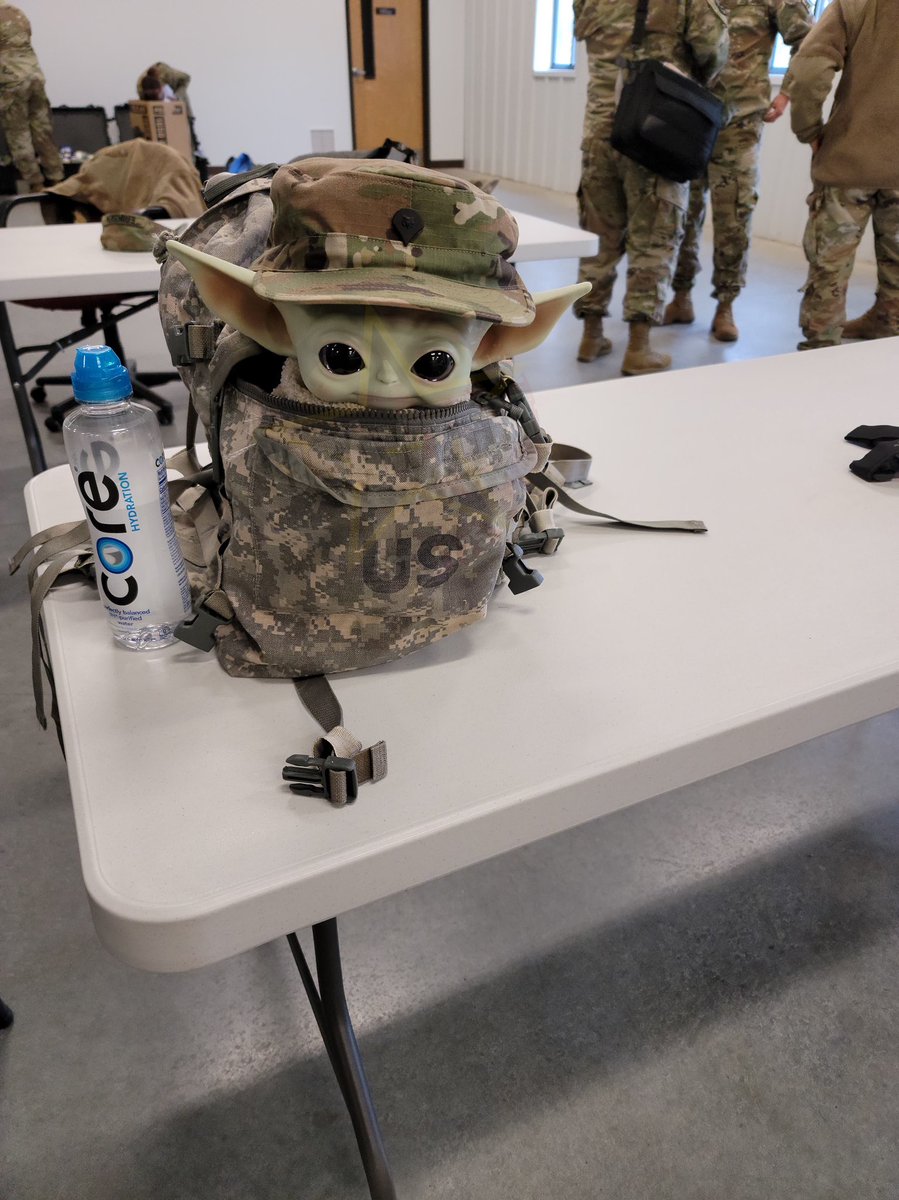 TheWTFNation's tweet photo. Young SPC Baby Yoda doing some combat medic training https://t.co/4TN07ric1O