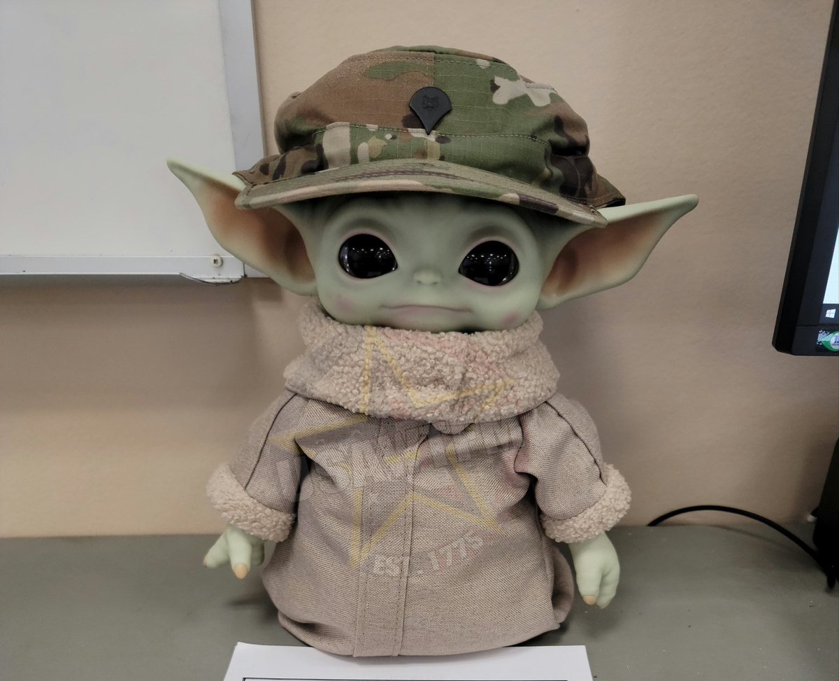TheWTFNation's tweet photo. Young SPC Baby Yoda doing some combat medic training https://t.co/4TN07ric1O