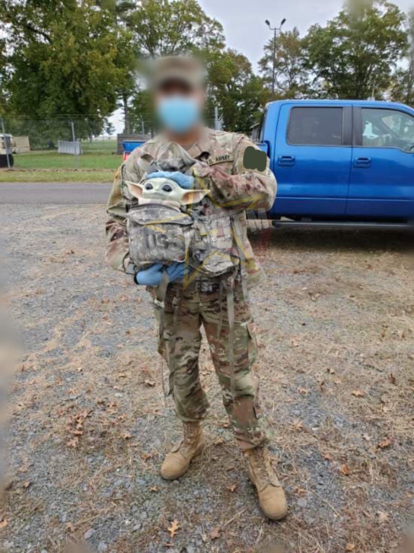 TheWTFNation's tweet photo. Young SPC Baby Yoda doing some combat medic training https://t.co/4TN07ric1O
