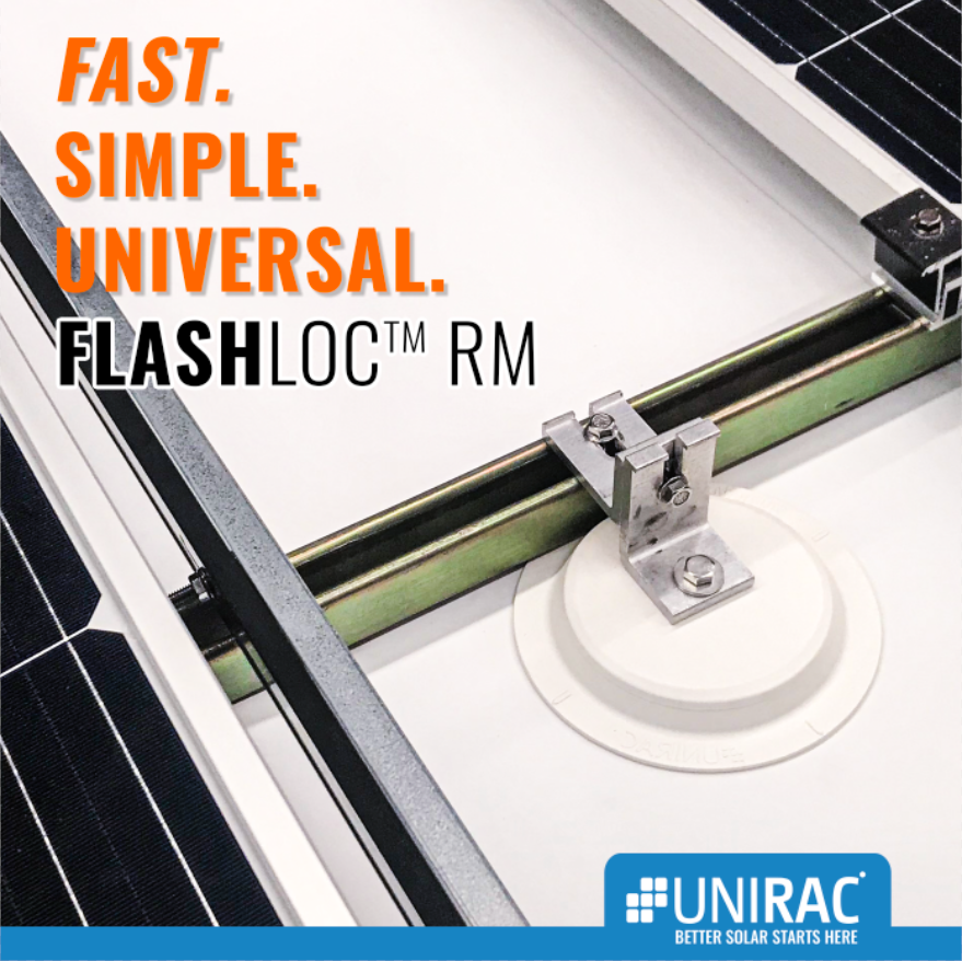 Unirac's tweet photo. Fast. Simple. Universal. #FlashLocRM is fully compatible with #ECOFOOT. Maximize roof capacity and optimize design with the help of our team. Learn more here: https://t.co/lWXNXJ89kl 

For more information reach out to sales@unirac.com
 
#Unirac #Compatible #Innovative #Solar https://t.co/C8nClUIv1z