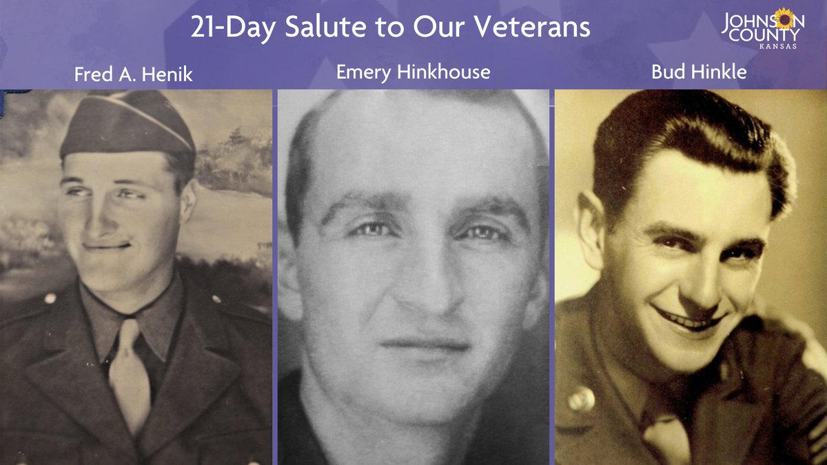 Start of a new week as we continue with the 21-Day Salute to our Veterans leading up to  #VeteransDay. Honoring three more World War II veterans today. You can view their profiles at  https://jocogov.org/JoCoHonorsVets&nbsp;. View all veteran profiles at  https://jocogov.org/all-veteran-salutes  #JoCoHonorsVets 