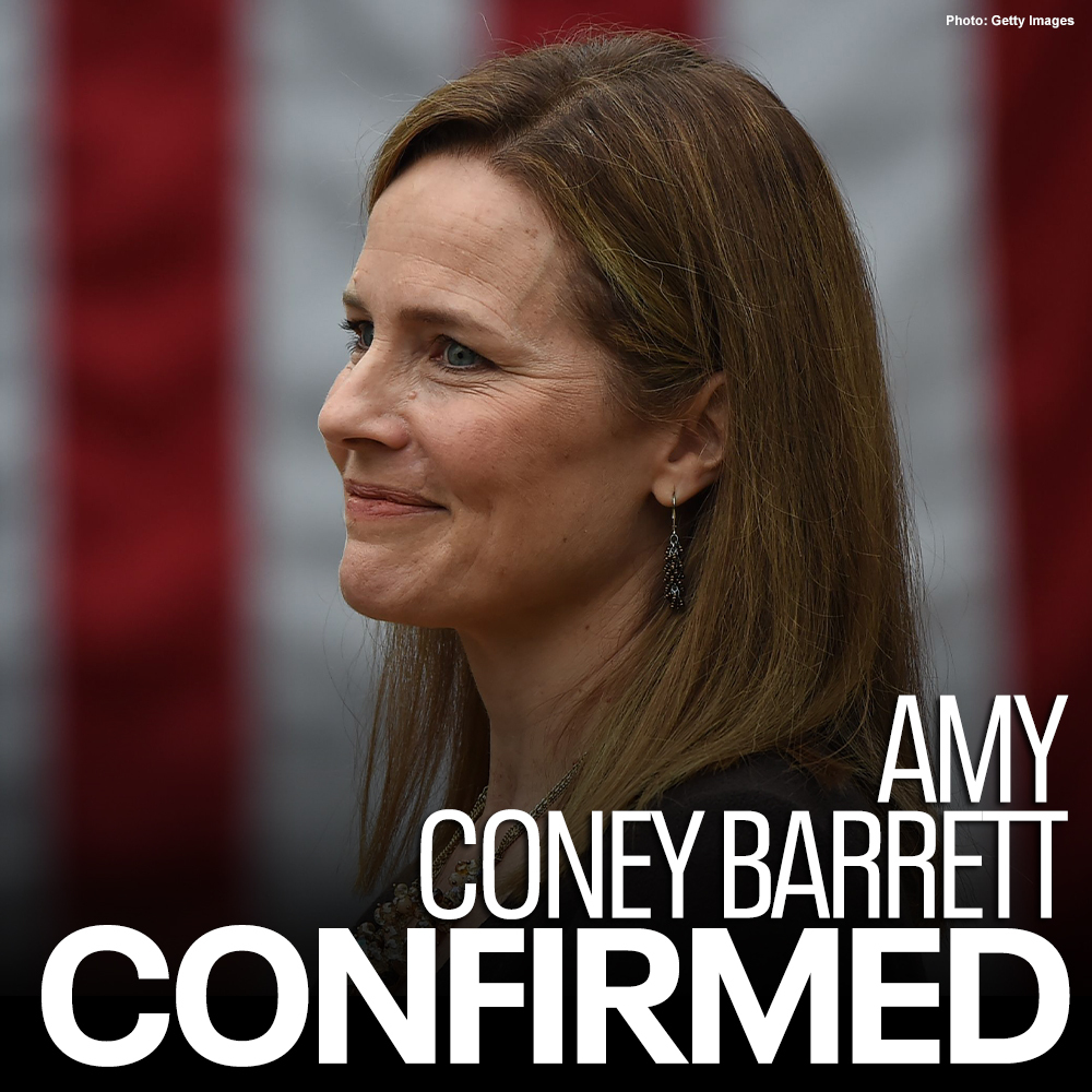 CONFIRMED: Amy Coney Barrett is officially confirmed to the Supreme Court of the United States by a 52-48 vote by the Senate. She is the 115th Justice to serve on the Supreme Court. bit.ly/3mnHJeE