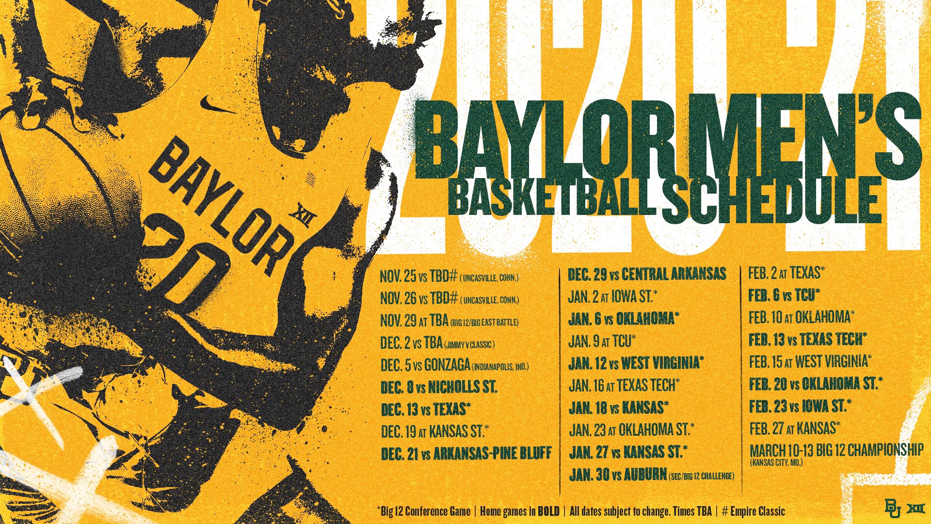 Baylor University on X MARK YOUR CALENDARS The 2020 21 Baylor basketball schedules are here BaylorMBB https t Ku0MmyyK7T BaylorWBB https t Yp4Y4UJACQ https t t8WiDAIMiV X