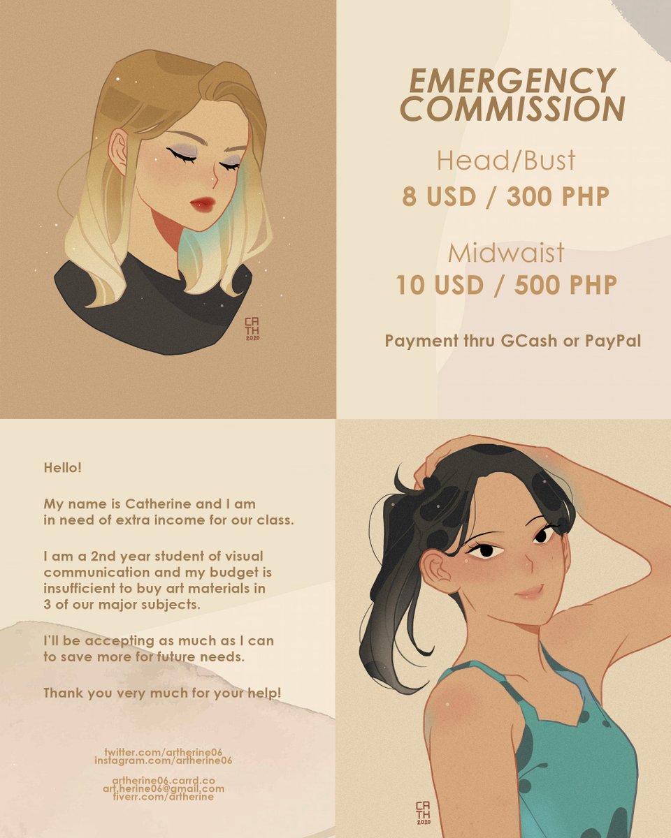 ‼️ EMERGENCY COMMISSION ‼️ q/rts & likes are very much appreciated hello! decided to do this comm for my budget is too short (wasn't expecting the art materials to be THAT expensive 😢) so thank you in advanced for your help! just drop a DM or email me if you're interested!