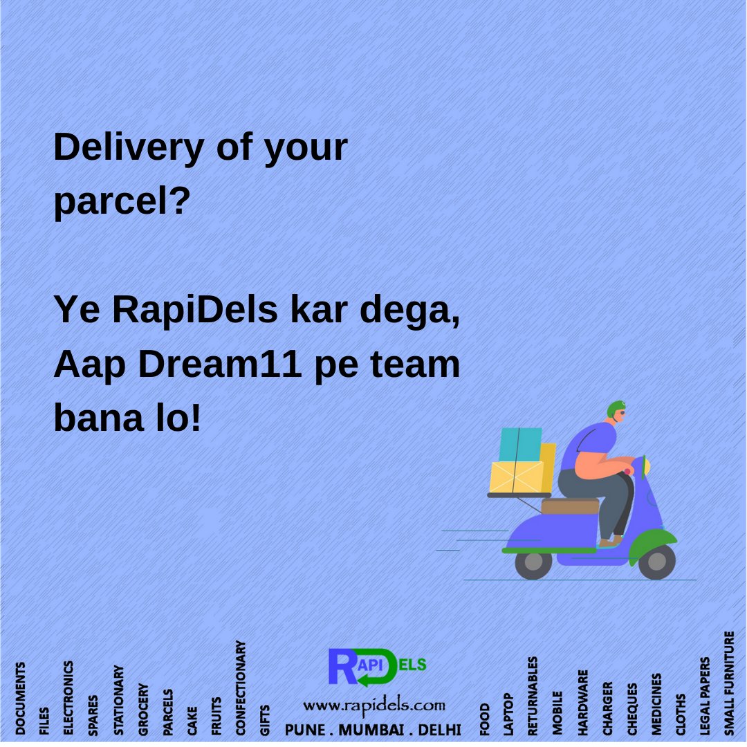 RapiDels_IN's tweet photo. #fastdelivery #homedelivery #Dream11 #rapidels #intracitydelivery #doortodoor https://t.co/kegYGpd2eX