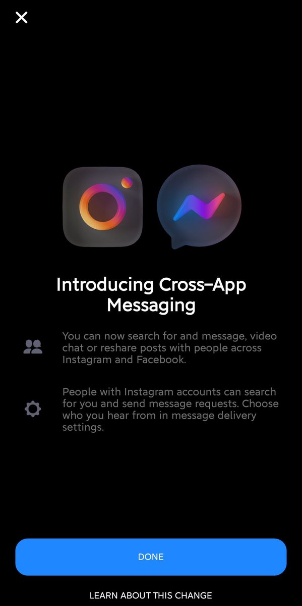 Shush_bharat's tweet photo. Congratulations, now your Privacy is totally fucked up on Insta as well...linking Messanger n Insta😌
#instagramupdate #instagram https://t.co/zgISKhNIqe