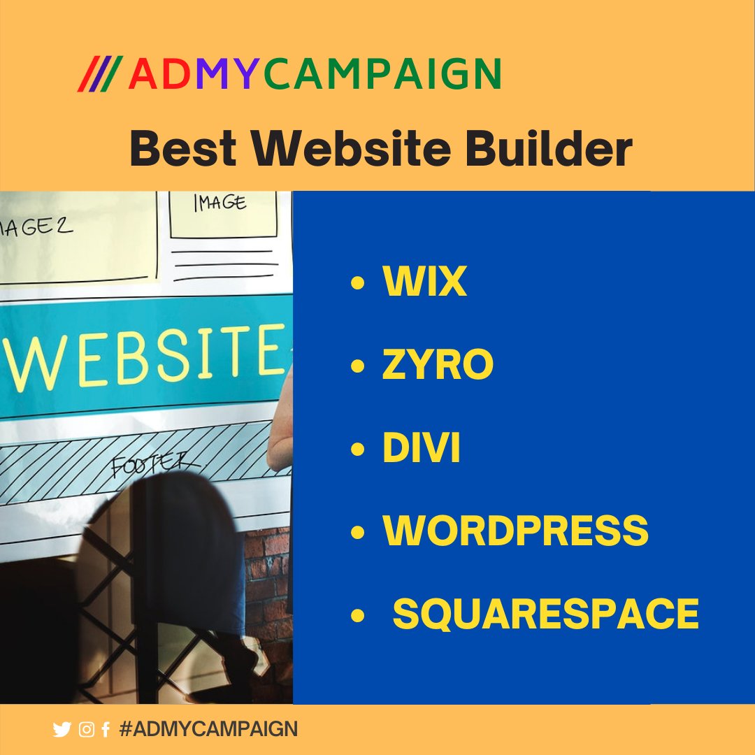 Ad_My_Campaign's tweet photo. Using a good website builder is also one of the fastest ways to set up your website. We've narrowed down the best 5 website builder tool.
#admycampaign #website #websitebuilder #wix #wordpress #divi #squrespace #zyro #tool https://t.co/t07f3lNqoC