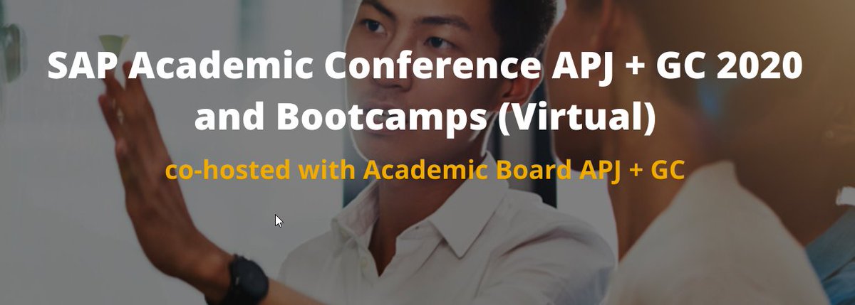 It is a great pleasure to announce that SAP Academic Conference APJ + GC and Bootcamps 2020 will be held from 23rd to 27th November 2020 virtually, which is co-hosted by #SAPACCVU #SAPUniversityalliances #UCCChina #ACCTaiwan.