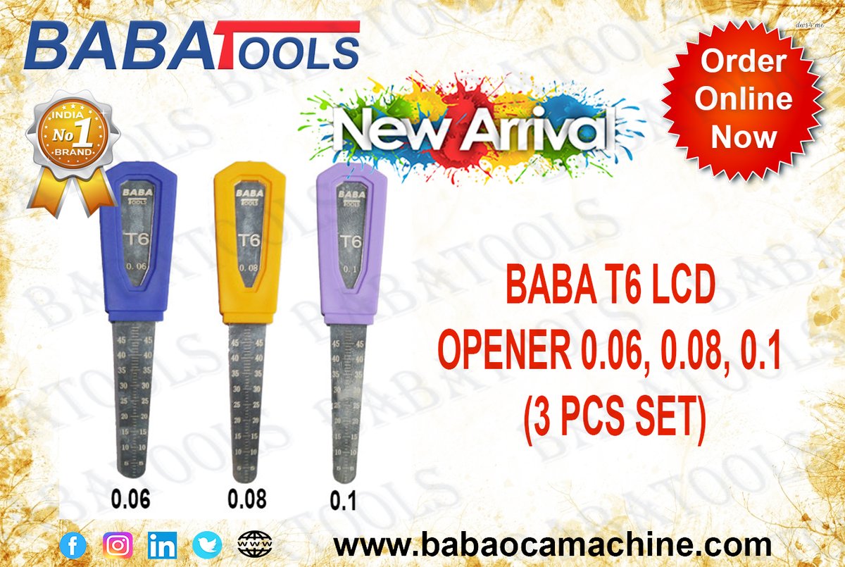 BabaCable's tweet photo. BABA T6 LCD OPENER 0.06, 0.08, 0.1 (3 PCS SET)
#Visitnowhttps://www.babaocamachine.com/product/baba-t6-lcd-opener-0-06-0-08-0-1-3-pcs-set/
#babaocamachine #babatool #babacable
#babasmd #powersupply #separator
#lcdopener #opener #babaopener
https://t.co/S4DUruZxWl https://t.co/QSkyISOizY