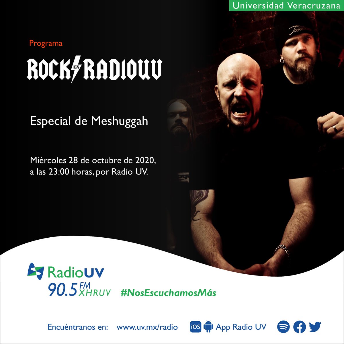 Prepara tus oídos para el especial de #Meshuggah en #RockEnRadioUV 🎸. ¡No te pierdas la transmisión el próximo miércoles 28 de octubre a las 23:00 h!
Escucha el 90.5 FM o en línea: https://t.co/WfczY0S4Qx https://t.co/tlsMb1CXDT