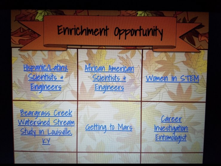 gamechangersCMS's tweet photo. GameChangers enrichment opportunity. Ms. Pearsall’s science assignment is meant to add student choice, racial equity, and stem opportunities in one wonderfully designed addition to her curriculum! #proudteamleader @mdfw08 @JCPSDL @JCPSSuper @JCPSAsstSuptMS @CarrithersMS https://t.co/Yr8guB4ME5