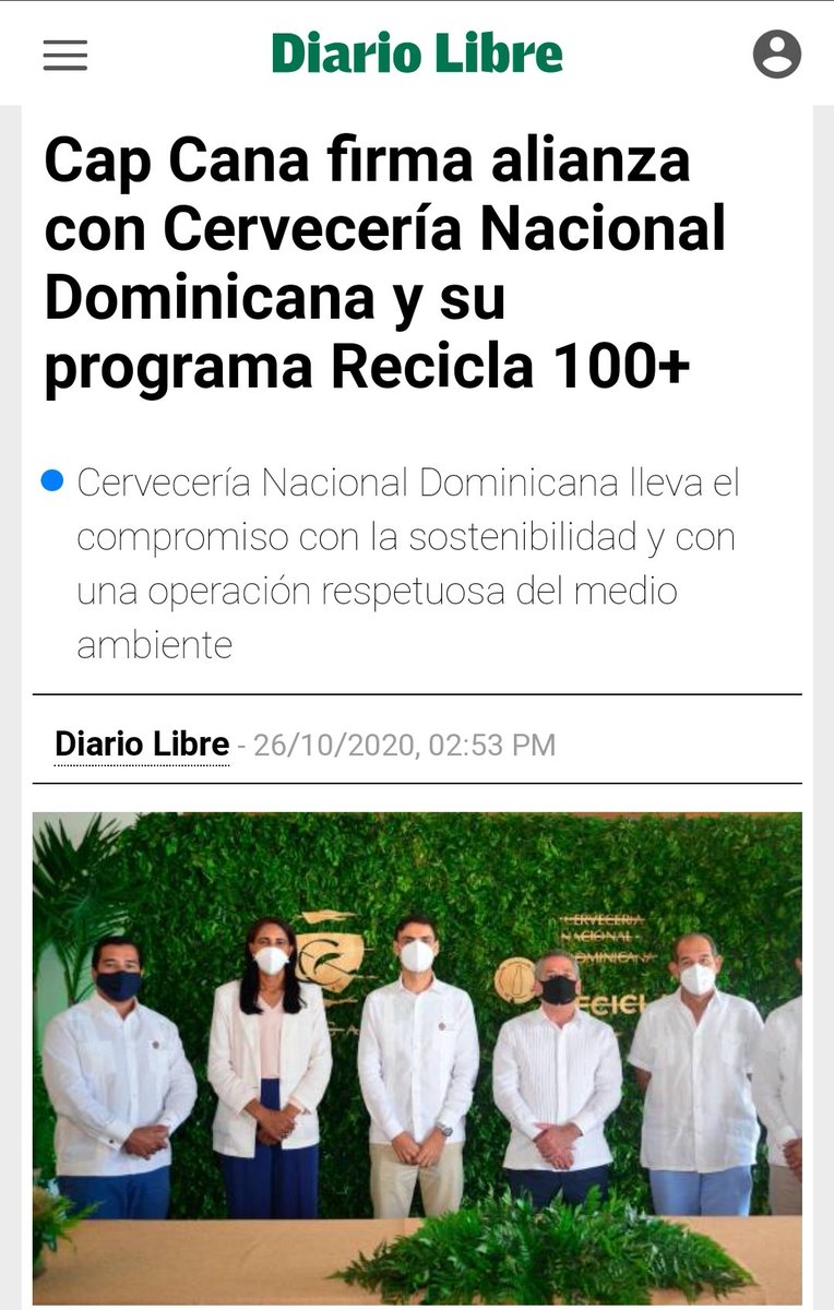 JacobGregorio7's tweet photo. Post 2:Cap Cana y la Cervecería Nacional Dominicana firmaron una alianza que incorpora el programa Recicla 100+ de la casa cervecera dentro del destino hotelero, turístico y residencial.
#PascalPena #DerComercial2020 @PascalPenaP https://t.co/uguz6LzSME