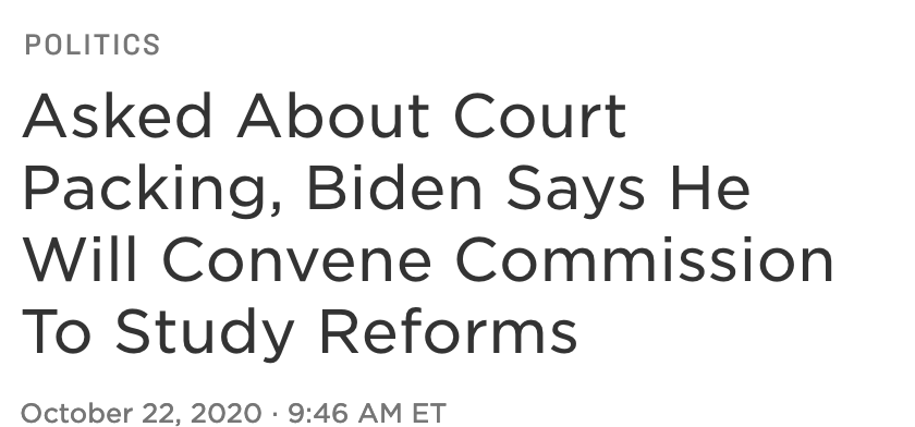 IF he squeaks it out, Joe Biden has indicated he, too, is not going to play to win—he won't play to win over the life, or to win against Republicans. Meanwhile, Republicans, if they the WH, will (continue to) roll over Dems.