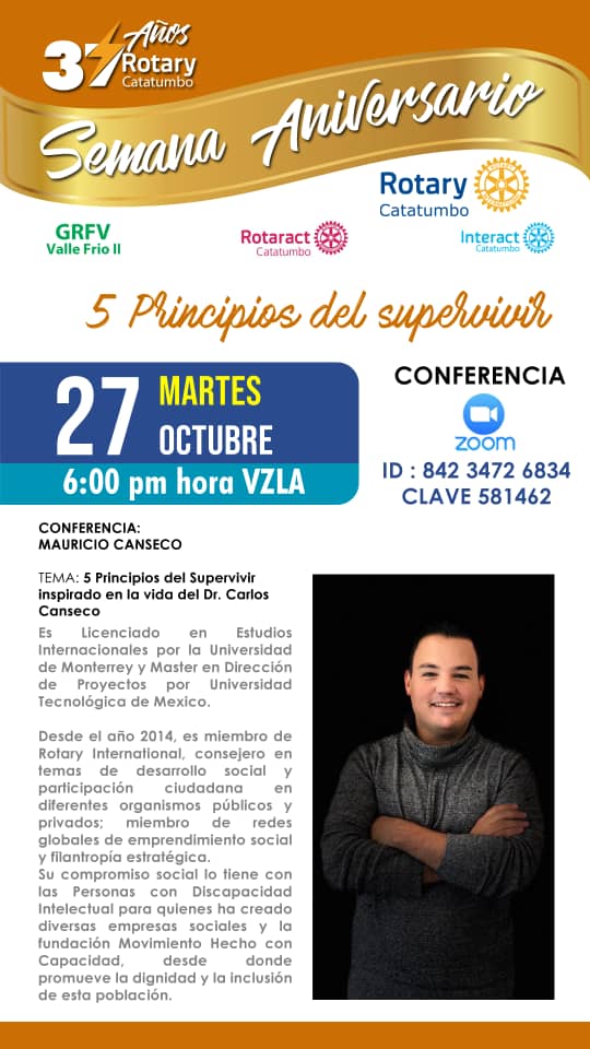 En nuestro aniversario Conferencia de mañana 27 de Octubre