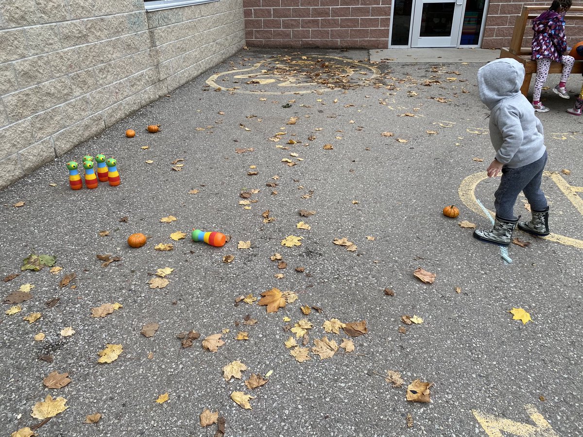 MsMeganMcCann's tweet photo. #PumpkinBowling was a hit! The perfect way to practice #GrossMotor and use our skills to hit a target! @stjosephguelph #FallFun https://t.co/I7kHHxkjJP