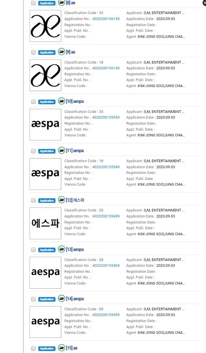 Aespa Pics Sm Officially Registered These Following Brands Ae Aespa Aespa Aespa 에스파 Application Date 09 03 Aespa Aespa 에스파 T Co Ucklxh4uvm