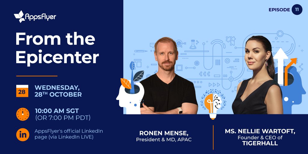 AppsFlyer's tweet photo. AppsFlyer's @ronenm talks to @TigerhallAsia's Founder &amp; CEO @NWartoft in a new LIVE session of From the Epicenter, on October 28.

Don't want to miss it? Sign up now: https://t.co/t8pdGLqj9H

#mentor #mentorship https://t.co/5VEqKH8vSA