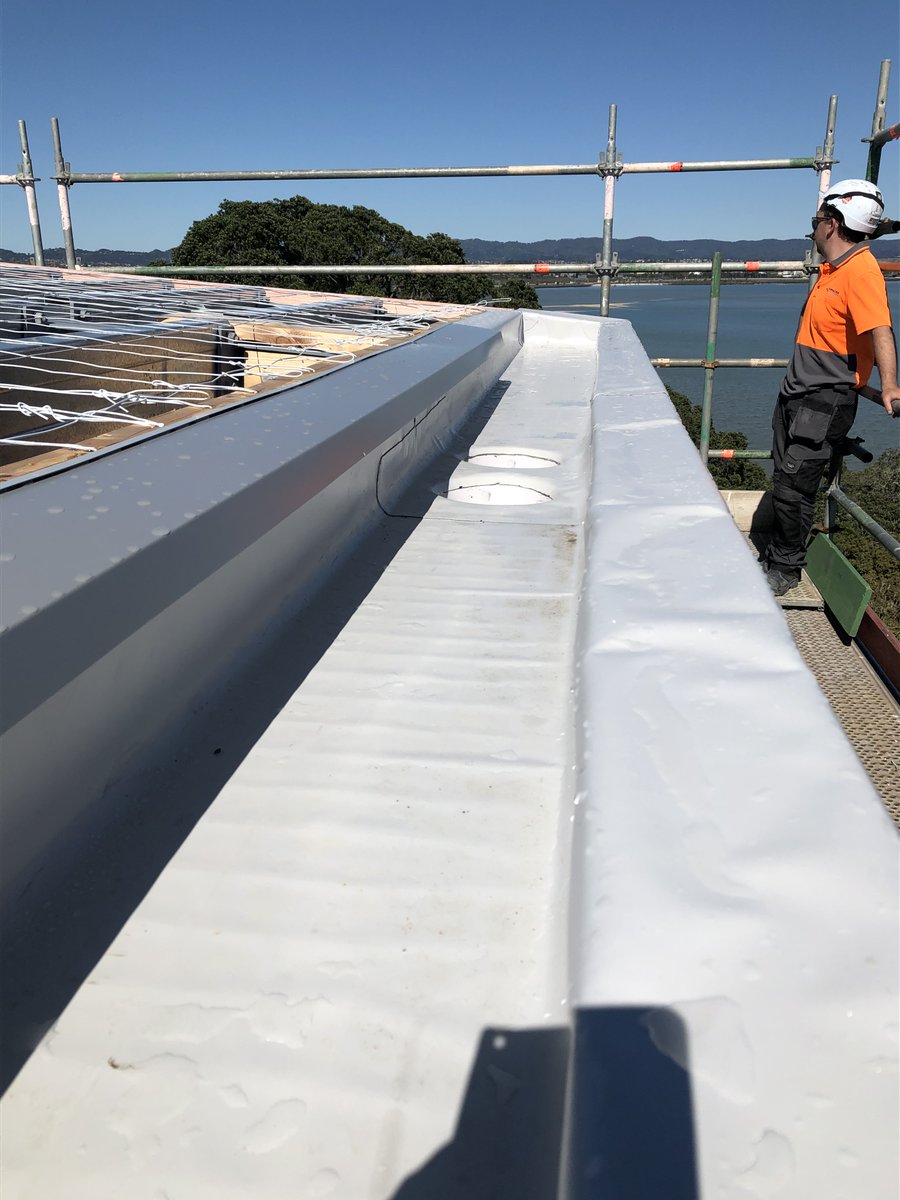 Sika_NZ's tweet photo. Sika rep Brad Luck was up high inspecting the Sarnafil roofing gutters on Stage 4/5 of the new Selwyn Village retirement complex currently under construction in Pt Chevalier, Auckland. https://t.co/lzYM9KJ9wc