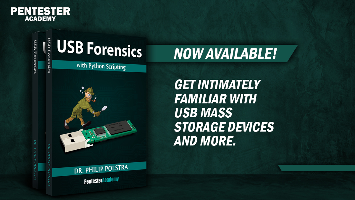 SecurityTube's tweet photo. Expand your knowledge of USB devices with @ppolstra https://t.co/G0ZrA1P6kU #USBForensics Book is available now! https://t.co/LlOBBeU6wJ