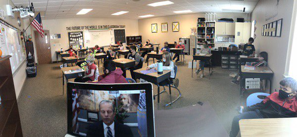 swalder7's tweet image. @SenJohnThune joined Legacy Ss today via @GoogleMeet from his office in Washington D.C. He explained his role as a Senator, shared the importance of being involved and life growing up in Murdo. Thanks for your time today to “Meet” with #FutureVoters! #TitanPride #CivicsMatters