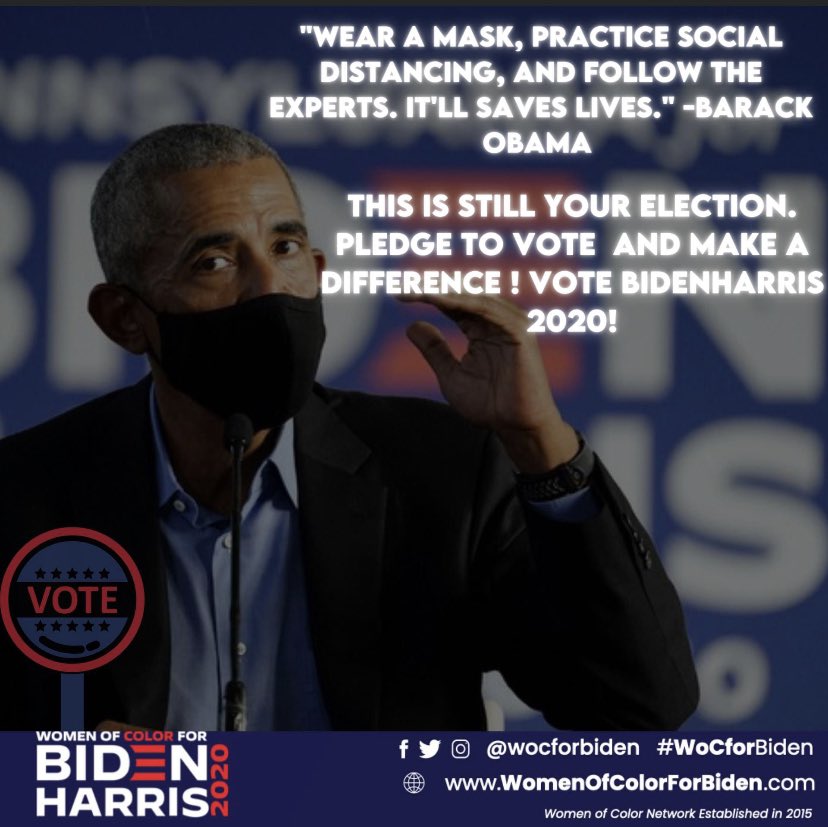 WoCforBiden's tweet photo. Are you behind the BidenHarris 2020 election plan? Please go out and vote, and remember to stay safe and wear your mask at the polls! 

#WoCforBiden #VoteForBiden #pleasegovote https://t.co/dAUbjj0uXi