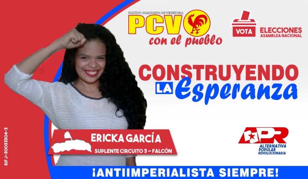 mujercombate's tweet photo. Este #6Dic #OtroGalloCantará. En el estado #Falcón, circuito 3, nos resteamos con @dmosquerajuliao (principal) y @erickanairym (suplente).

@aprfalcon @PCV_Ve #PCV #AlternativaPopularRevolucionaria https://t.co/t6PAQm3gVe