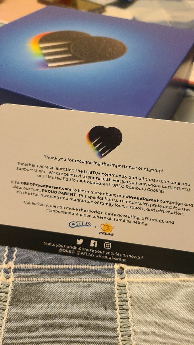 Winning Prize my mother Won for me. It's a pack of Rainbow Oreos. She had to do a post on twitter telling @Oreo what #Allyship means to her and post a photo of us both together. I'm so excited when the box came to the door that I had to open it up right away. #ProudParent #LGBTQ https://t.co/PM0xdlO4um