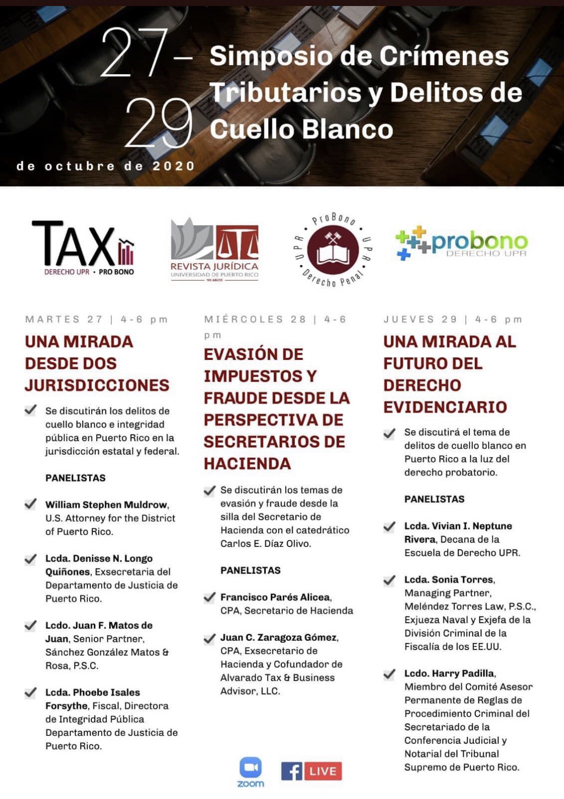 compromiso Cambio Artista Twitter \ Escuela de Derecho على تويتر: "Simposio de crímenes Tributarios y Delitos de Cuello Blanco: 27 al 29 de octubre 2020 a las 4:00pm por Fb live @Derecho_UPR @taxprobono @revjurupr #CelebrateProBono # compromiso Cambio Artista Twitter \ Escuela de Derecho على تويتر: "Simposio de crímenes Tributarios y Delitos de Cuello Blanco: 27 al 29 de octubre 2020 a las 4:00pm por Fb live @Derecho_UPR @taxprobono @revjurupr #CelebrateProBono #
