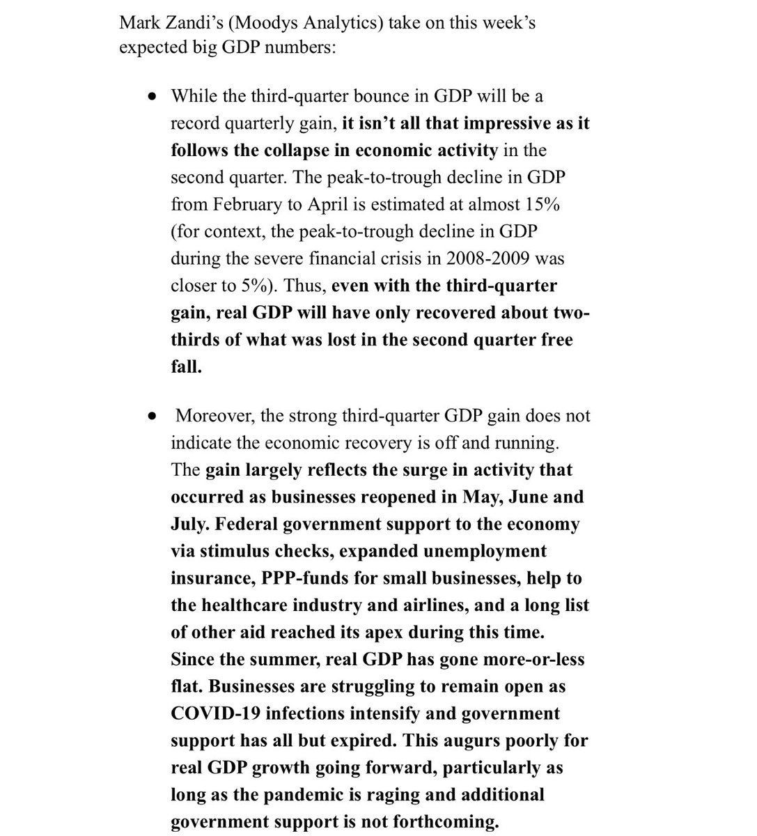 Mark Zandi’s (Moodys Analytics) take on this week’s expected big GDP numbers: