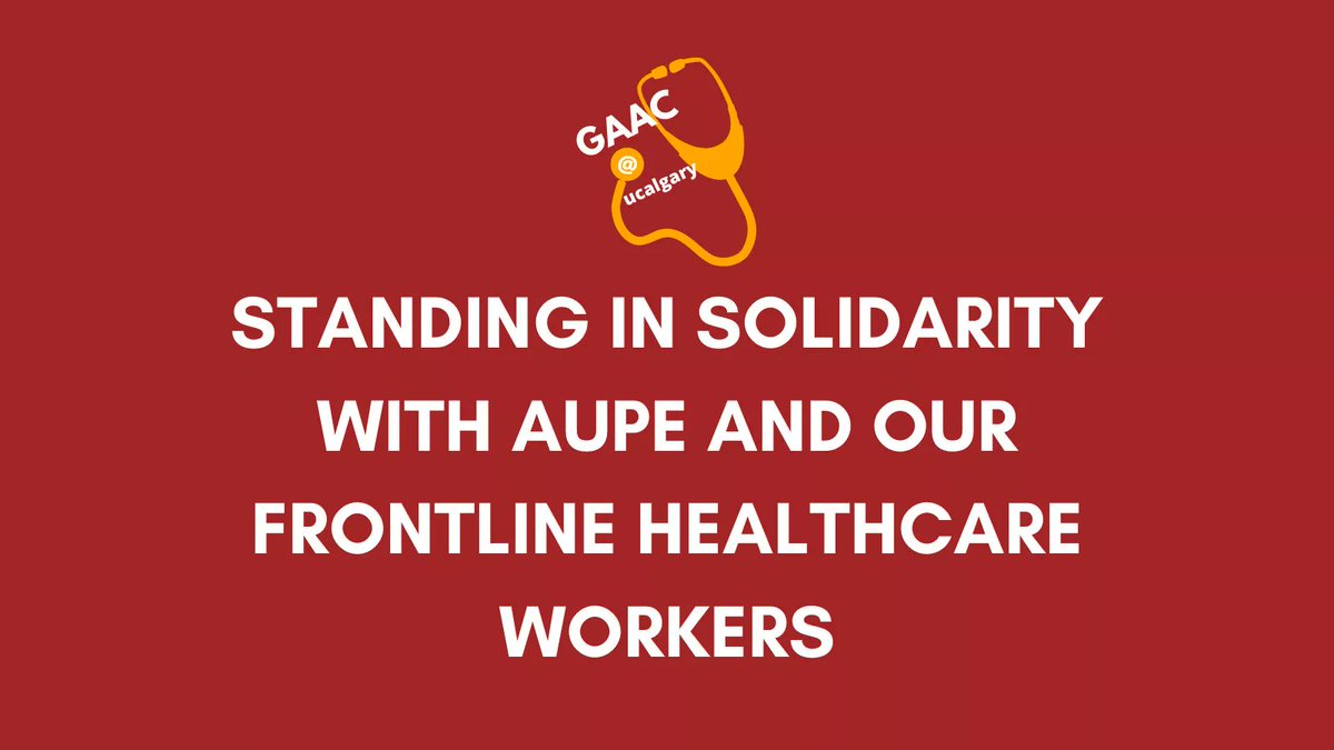 The <a href="/yycMDs/">Undergraduate Medical Education</a> CSMA &amp; <a href="/UCalgaryGAAC/">UCalgary GAAC</a> stands with AUPE workers-striking in opposition to the AB gov cutting 11K jobs #abpoli #abhealth

We support the <a href="/_AUPE_/">AUPE (old account)</a> and allied HP teams. We understand the importance of their roles in our success as students and future MDs. #IStandWithAUPE