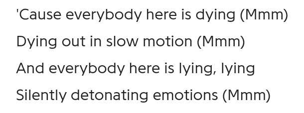 6. Pandemonium This song sounds like ‘trying to accept the fate’, but more like... ‘pasrah’ (idk what the exact meaning in english). The music sounds calming and the lyrics have a deep meaning. Moreover Niki herself said it’s about mental health. It’s so obvious in this part, +