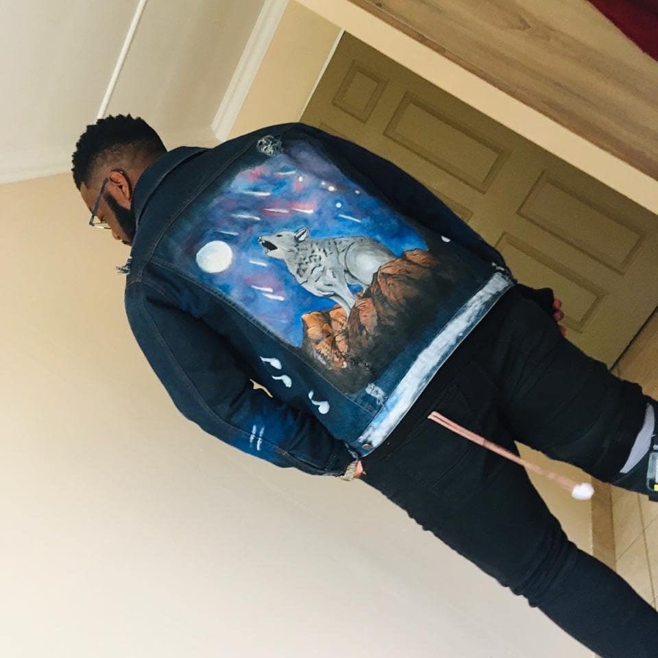 KrayATM's tweet photo. Custom hand painted jacket for the homie @Zeux_05 #AcceleritFibre https://t.co/H5OmmO8LZu