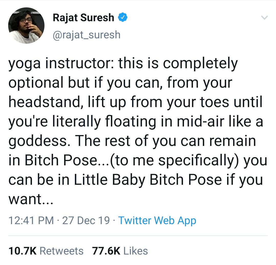 DavidFleshman10's tweet photo. @lmhatch6 Yoga sounds too hostile for me https://t.co/2KUCdATvRw