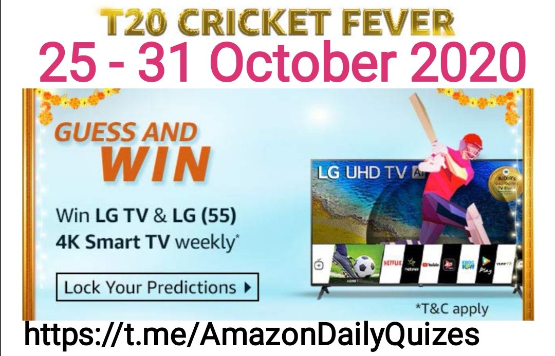 AmazonQuizzes's tweet photo. #FunzoneT20Fever
https://t.co/xB6A68Sbku
Join the Telegram Channel for all quiz answers and notifications. https://t.co/lwmcJ4kaK8