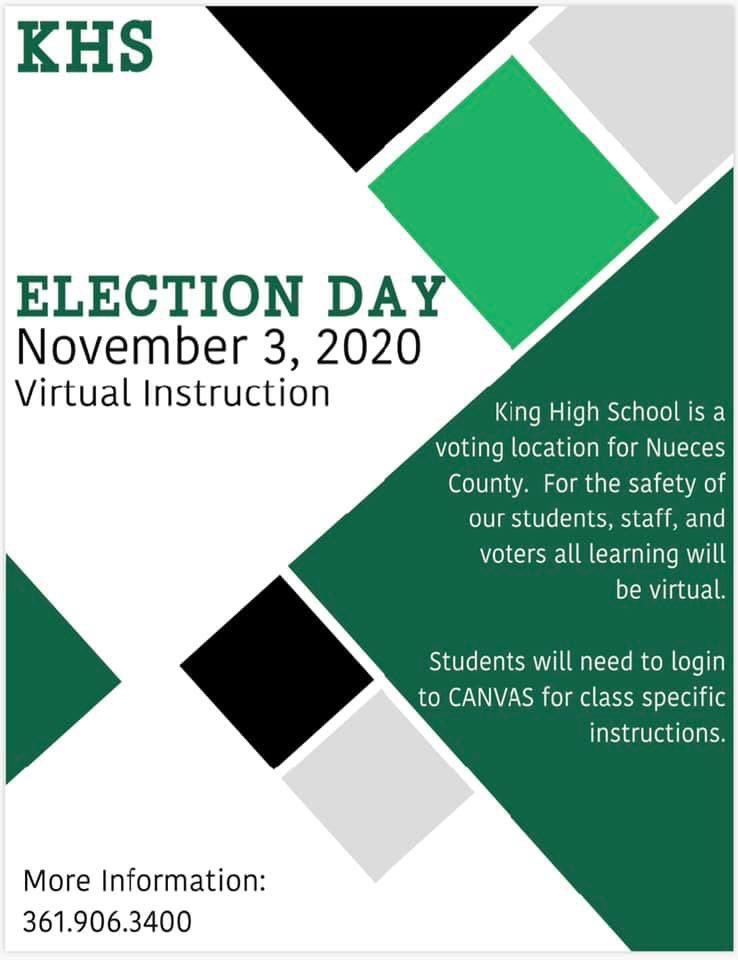 Just a reminder that King HS is a designated voting center on November 3rd. See flier for details.