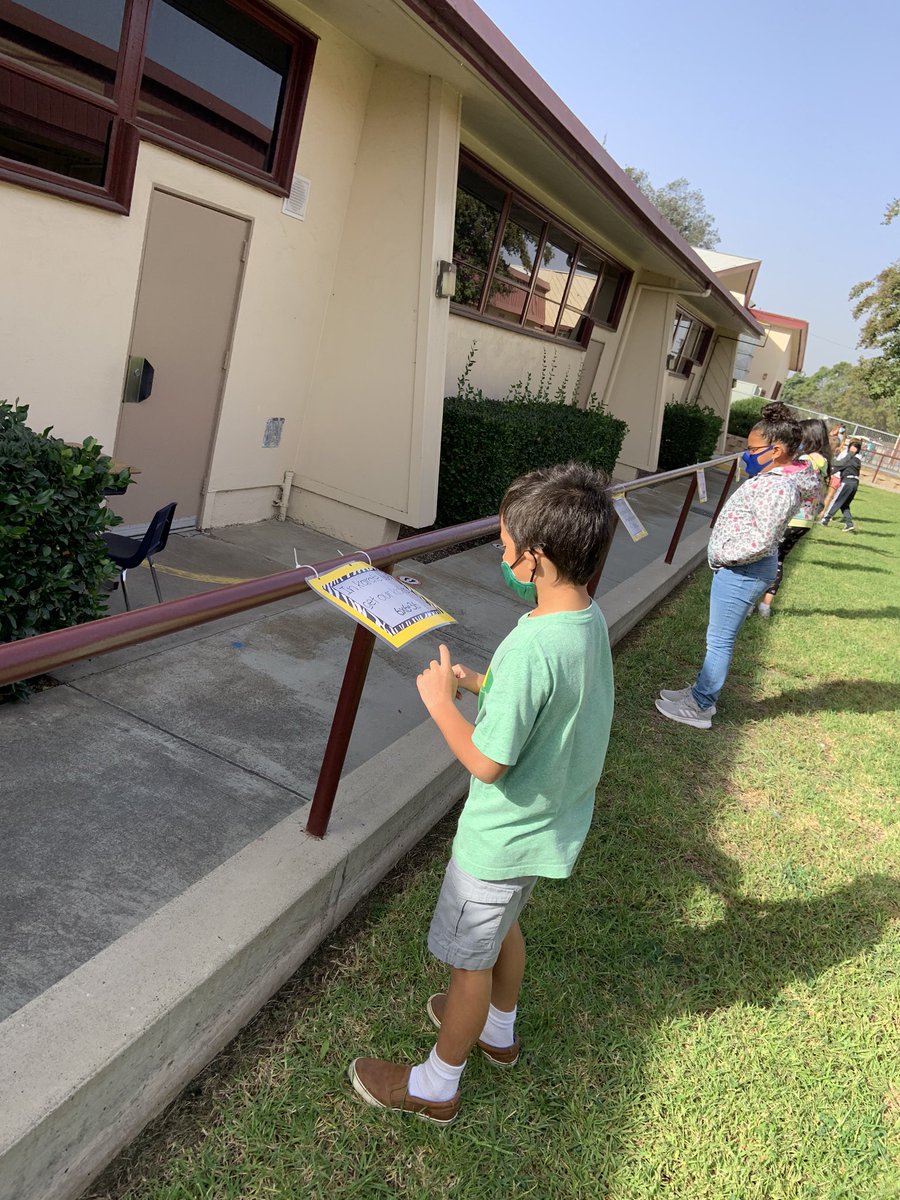 How do you learn your multiplication facts?! We learn them outside, socially distanced, and with a song or riddle!! Our teachers are really getting creative! #TheMaryFayWay <a href="/FUESDSchools/">FUESD Schools</a> #FUESD