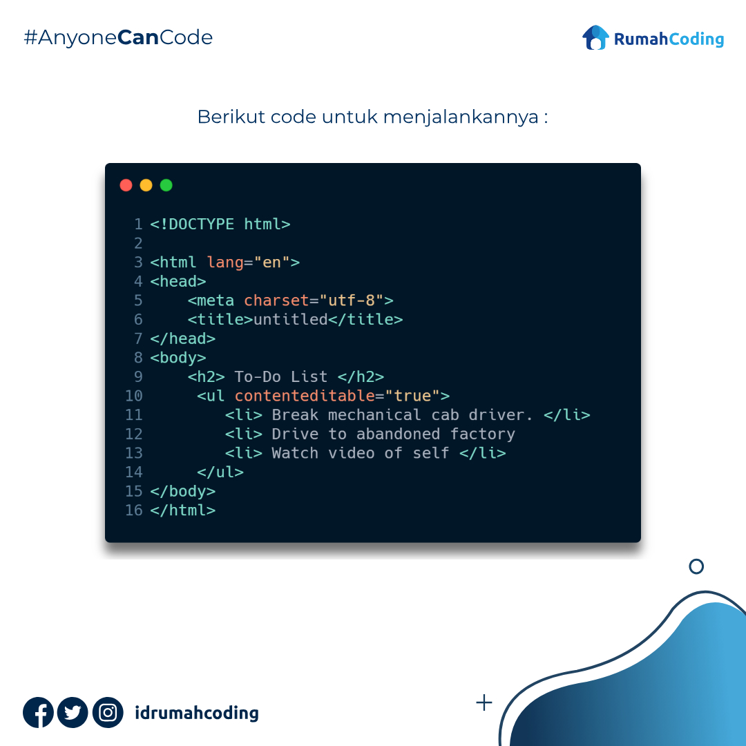 idrumahcoding's tweet photo. "HTML’s Trick"
Sumber: https://t.co/e2TmM3X5d4
.
Follow @idrumahcoding for daily updates, cek website kami di https://t.co/nUF6I36AXP
.
.
#html #tipsandtricks #contenteditable #atribut #elemen #teks #webdeveloper #programmer #kursuscoding #belajarcoding #rumahcoding https://t.co/yJtT42Lip9