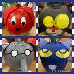 Image for the Tweet beginning: SJS Library Storybook Character Pumpkins