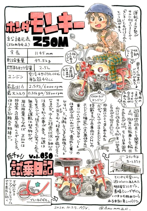 原チャリ試乗日記 第50回ホンダ モンキー Z50M に試乗しました#原チャリ試乗日記取材協力・taiko()さん 