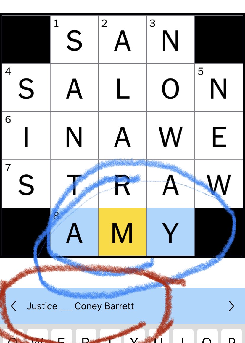 table81's tweet image. Too fking soon @nytimes too fking soon. #ScotusSham #Vote2020 #nytminicrossword