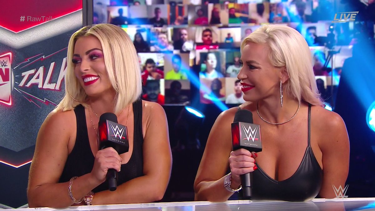 You're looking at two members of #WWERaw's Women's #SurvivorSeries team, and you're lookin' at 'em RIGHT NOW on #RawTalk!
cc: @WWE_MandyRose @DanaBrookeWWE https://t.co/zFCYJAAM9F