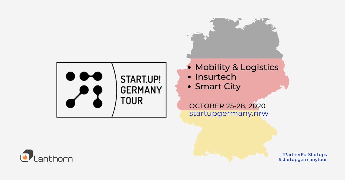 LanthornAI's tweet photo. START.UP Tour Germany is on now (Oct 25-28). https://t.co/WYvXhfs4BK was selected with other international startups to participate.
The 2020 program has 3 verticals: Mobility & Logistics, Insurtech, and Smart City.
#SmartCities #PartnerForStartups #StartupGermanyTour https://t.co/y0u7LY7qnU