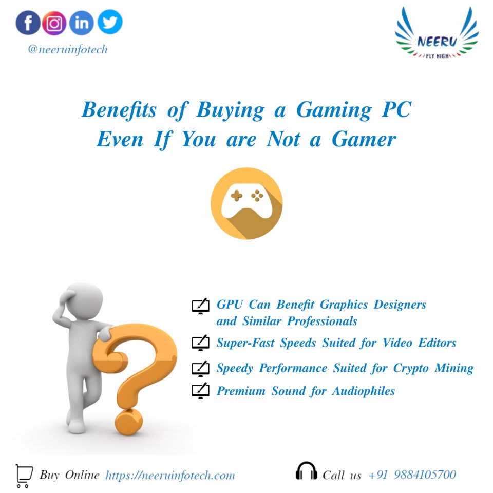 NeeruInfotech's tweet photo. Benefit of Buying a Gaming PC 
Even if you are not a Gamer!
.
.
.
.
.
#NeeruInfotech #PCrepair #Laptopservicechennai #Computerrepair #DesktopServices #LaptopServices #Computersolution #gamingpc #coolermaster #gamingsetups #videogames #gamerlife #gamerforlife #buygamingpc https://t.co/wDqdHnkhh5