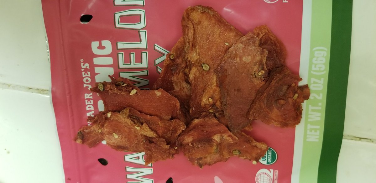 mexicanparadox's tweet photo. @SometimesJapan Actual dried watermelon with the consistency of beef jerky. Pretty good. 🍉🍉🍉 https://t.co/hpbdmF8F0W