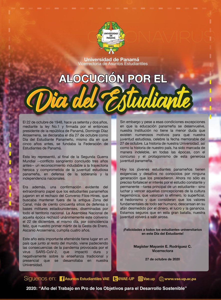 AsuntosEst's tweet photo. DIA DEL ESTUDIANTE https://t.co/xUf3oAVMlq