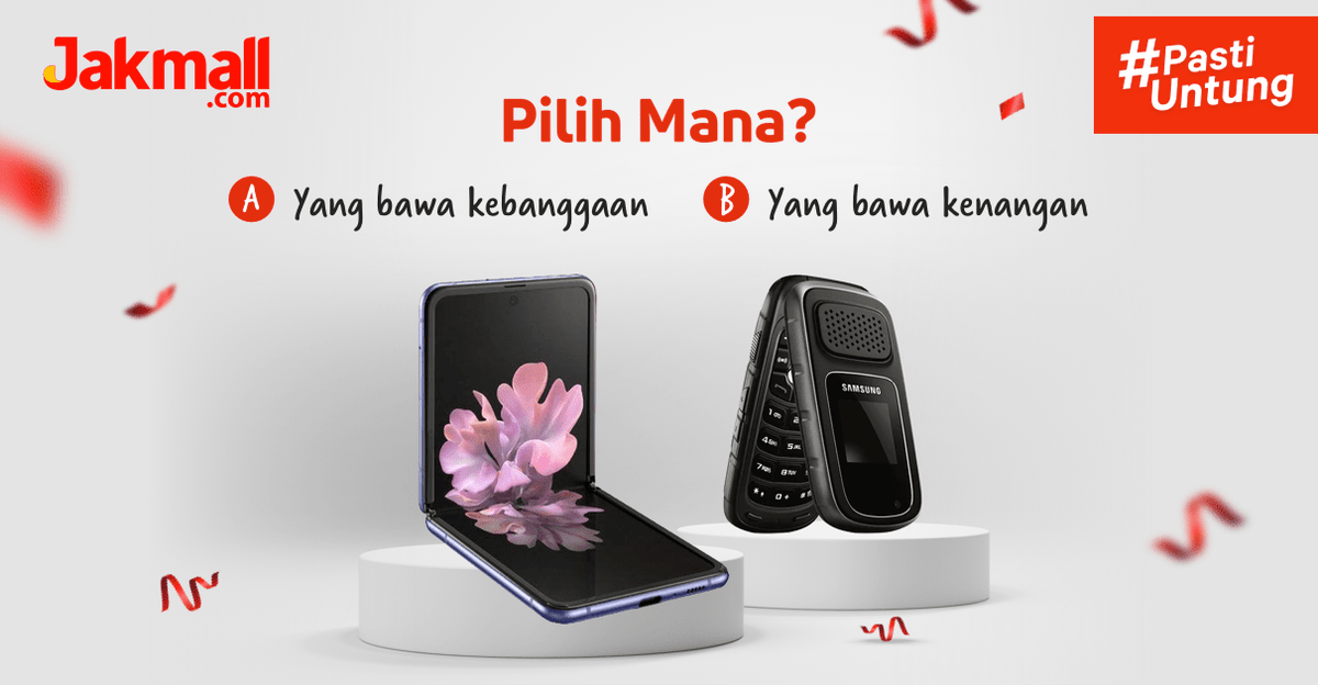 jakmall's tweet photo. Ada dua tipe hp Samsung yang sama sama berkonsep flip nih. Kamu pilih yang mana? Yang bawa kebanggaan, atau yang bawa kenangan? Kasih tau Mimin jawabannya di kolom komentar ya SEBANYAK-BANYAKNYA ππ
#Jakmall #PastiUntung #samsung #samsungflip #samsungzflip #android #timandroid https://t.co/ZHSV34NoTW