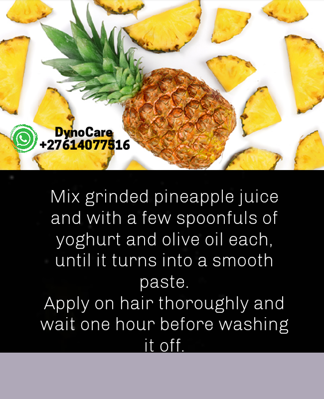 DynoCare's tweet photo. Pineapple juice DIY hair growth 🍍💛
#DynoCare #GirlsTalkZA #OrganicBEAUTY #Girlswithmercs https://t.co/TwXQZBLxNc